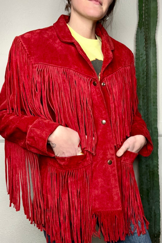 Red fringe jacket deals