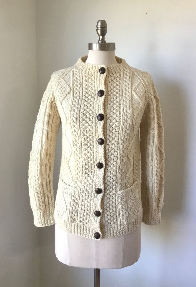 Vintage 1970s Chunky Hand Knit Wool Cardigan Selected by Souls of California Free People