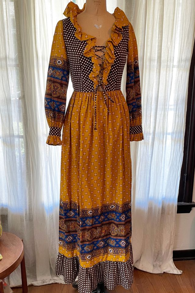 Vintage 1970's Magnin Corset Maxi Dress Selected by FernMercantile #1