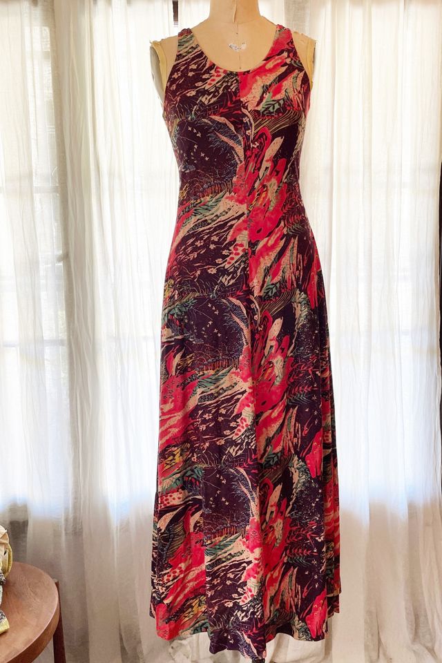 Vintage 1970's Psychedelic Landscape Maxi Dress and Jacket Set Selected by FernMercantile #1