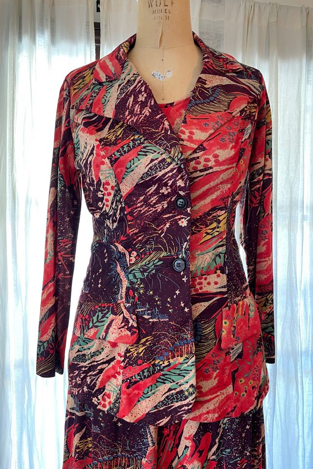 Vintage 1970's Psychedelic Landscape Maxi Dress and Jacket Set Selected by FernMercantile #2