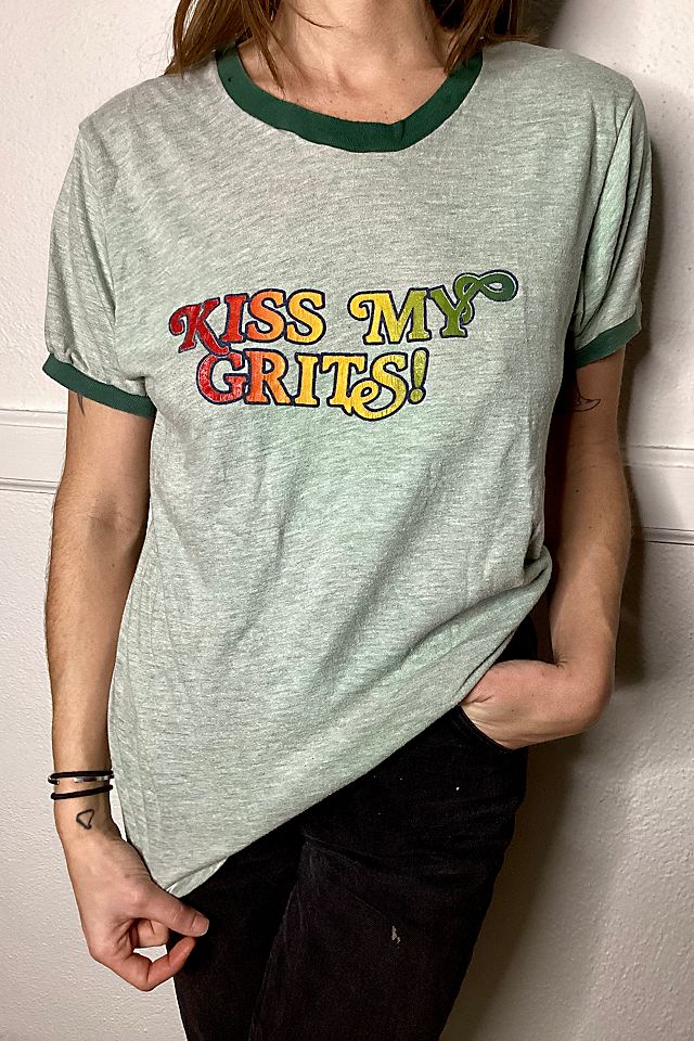 1970s Green Ringer Kiss My Grits Tee Selected by Cherry