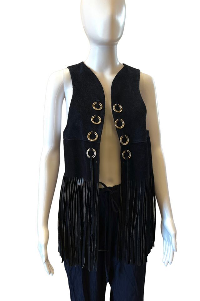 Vintage 1970s Fringed Suede Hippie Festival Vest Selected by Personal ...