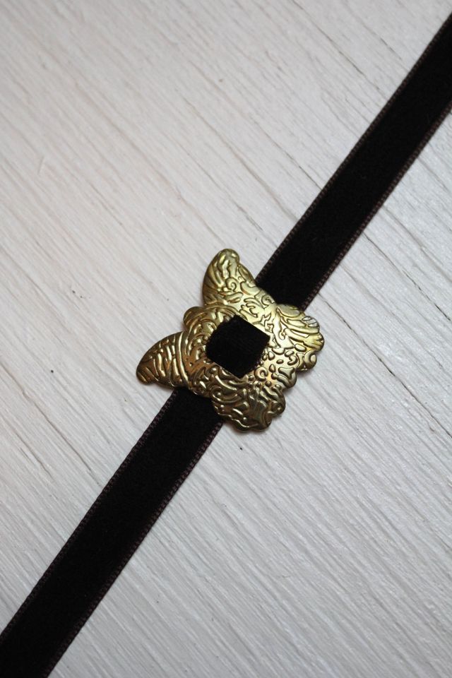 Upcycled Butterfly Medallion Velvet Choker Selected By Moons + Junes Vintage #1