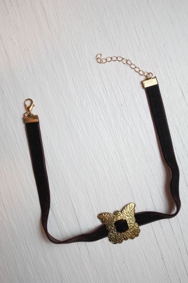 Upcycled Butterfly Medallion Velvet Choker Selected By Moons + Junes Vintage #3