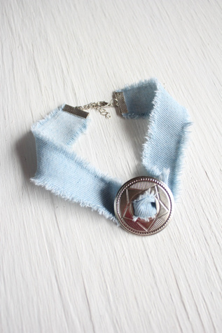 Upcycled Denim Western Star Medallion Choker Selected By Moons + Junes Vintage