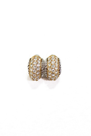 Rhinestone Gold Hoop KJL Earrings Selected By Moons + Junes Vintage