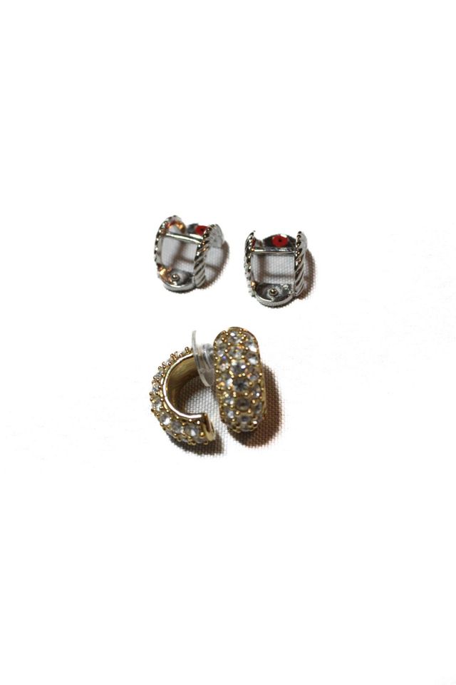 Rhinestone Gold Hoop KJL Earrings Selected By Moons + Junes Vintage #2