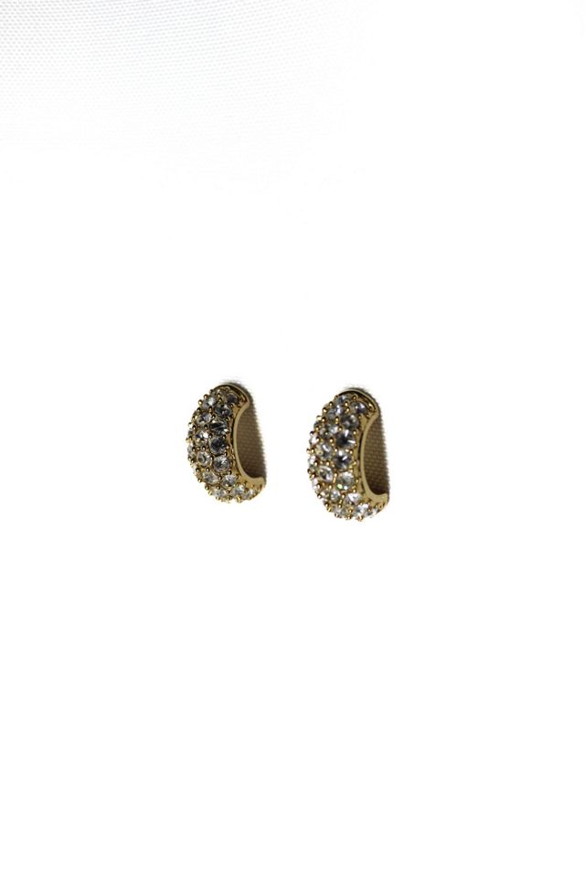 Rhinestone Gold Hoop KJL Earrings Selected By Moons + Junes Vintage #3