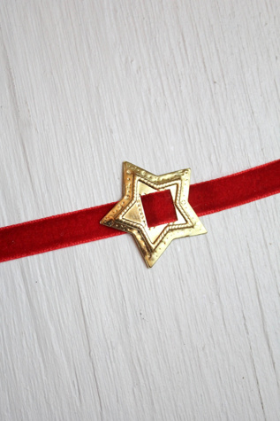 Wild West Red Velvet Medallion Choker Selected By Moons + Junes Vintage