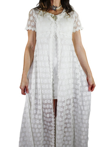 1960s Flower Power Lace Tulle Bridal Overcoat Selected By Moons + Junes Vintage