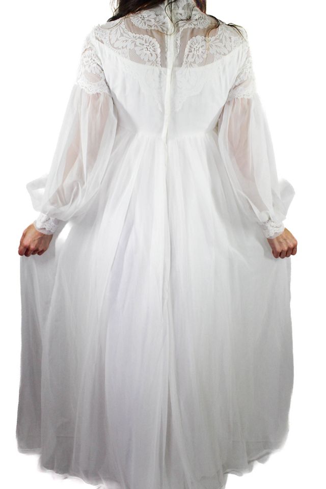 1960s White Chiffon Lace Bridal Gown Selected By Moons + Junes Vintage #2
