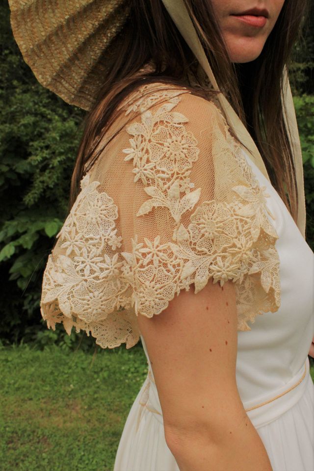 1930s Champagne Satin Lace Long Train Wedding Gown Selected By Moons + Junes Vintage #2