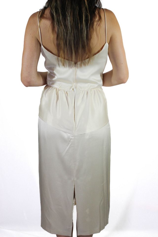 1970s Satin Ivory Rose Evening Gown Selected By Moons + Junes Vintage #2
