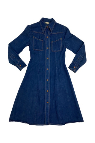 1970s Vintage Denim Long Sleeve Dress Selected by BusyLady Baca & The Goods  | Free People