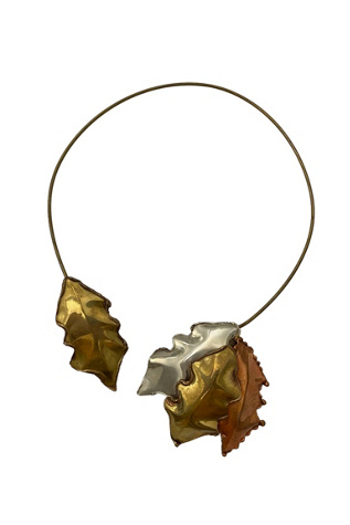 1980s Brass & Copper Leaf Cuff Necklace Selected by BusyLady Baca & The Goods