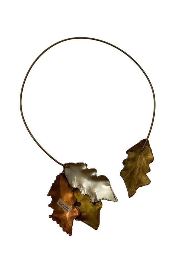 1980s Brass & Copper Leaf Cuff Necklace Selected by BusyLady Baca & The Goods #1