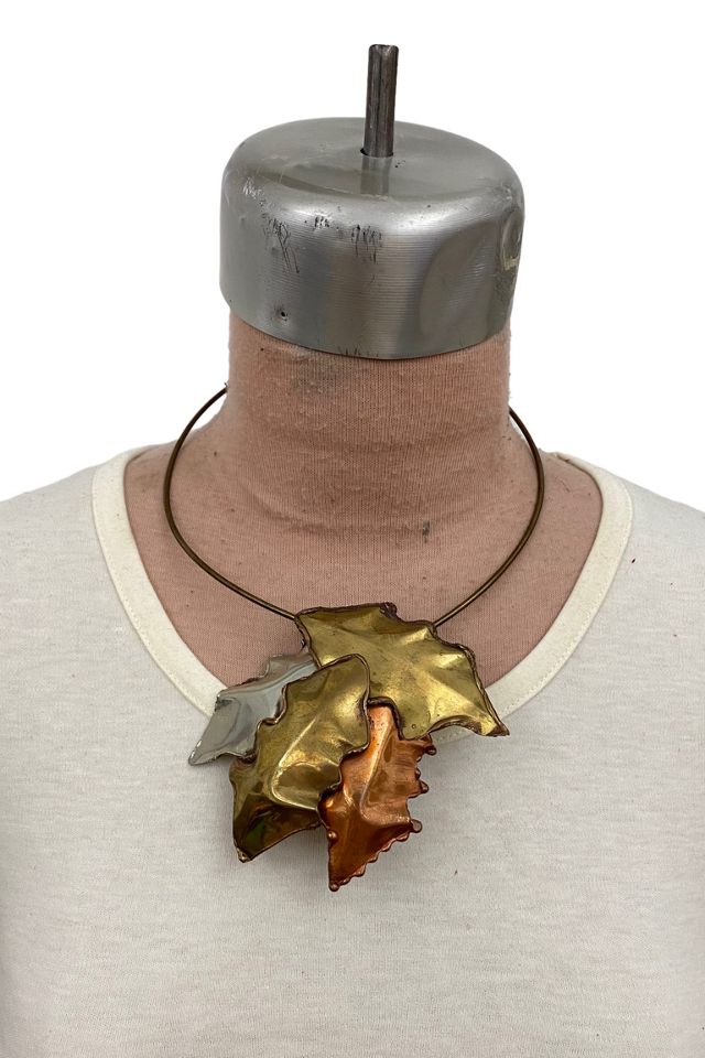 1980s Brass & Copper Leaf Cuff Necklace Selected by BusyLady Baca & The Goods #2