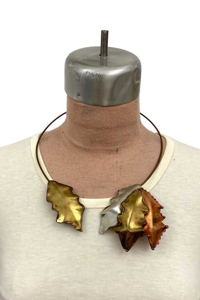 1980s Brass & Copper Leaf Cuff Necklace Selected by BusyLady Baca & The Goods #3