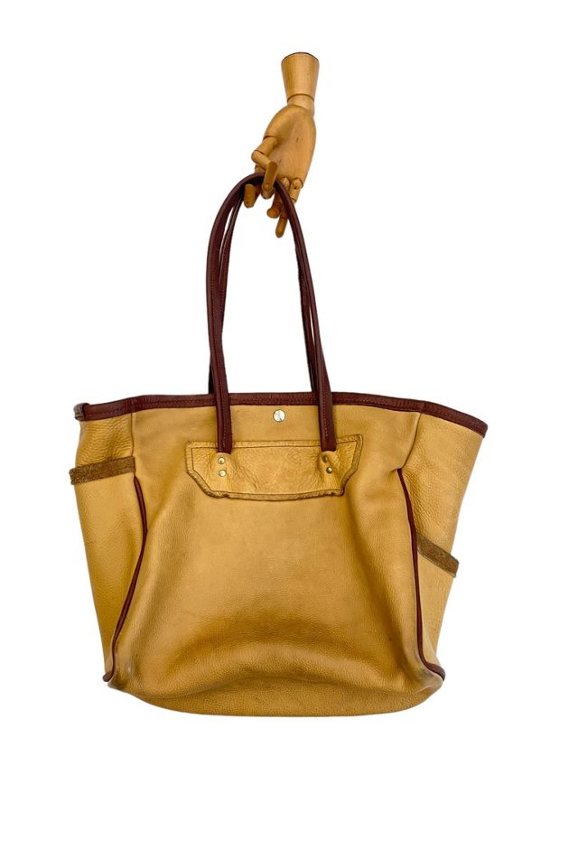 1990s Vintage Two Tone Leather Carry All Tote Bag Selected by 