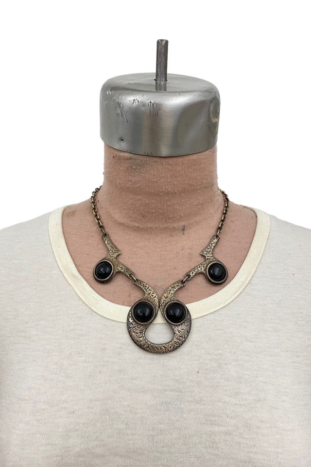 1970s Vintage Silver Tone Oynx Necklace Selected by BusyLady Baca & The Goods #3