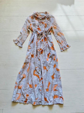 Vintage Peach Ruffled Dress Selected by Atlantic Vintage