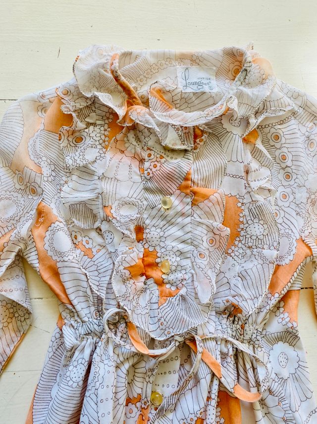 Vintage Peach Ruffled Dress Selected by Atlantic Vintage #1