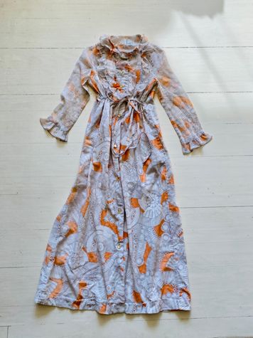 Vintage Peach Ruffled Dress Selected by Atlantic Vintage