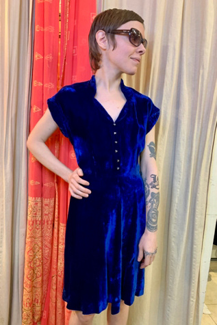 free people blue velvet dress 1930s Selected by Nomad Vintage cf-size-us20 Iopqo Black Dresses For Color:Rosewood