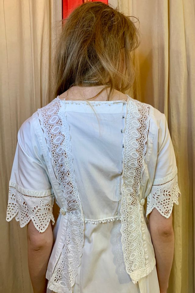 Victorian Cotton Lace Dress With Eyelet Sleeves Selected by Nomad Vintage #2