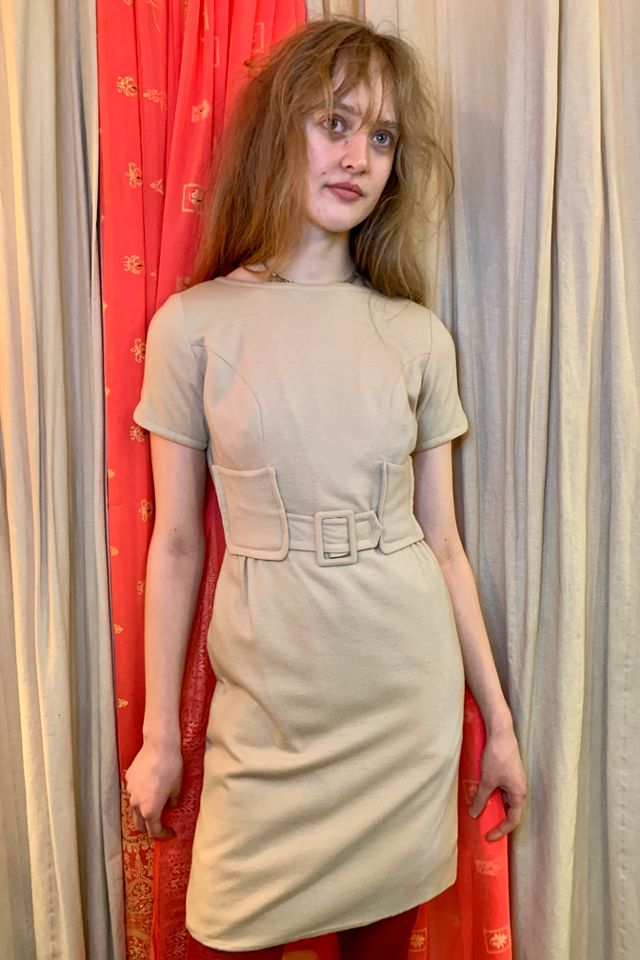 Vintage 1960's Sculpted Cream Wool Dress Selected by Nomad