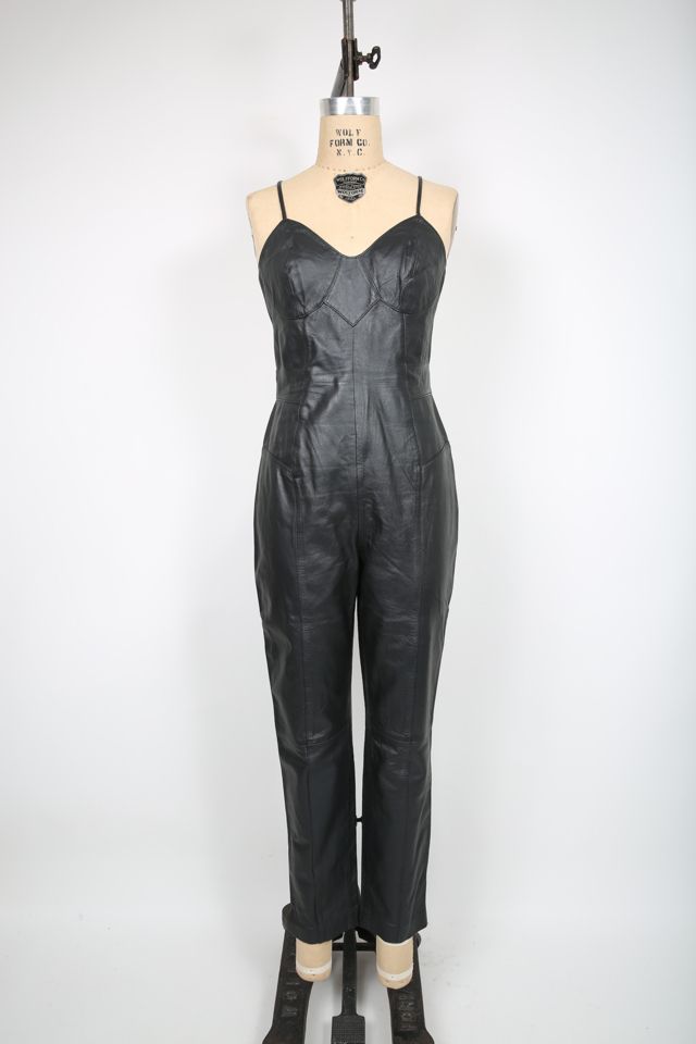 Black leather jumpsuit