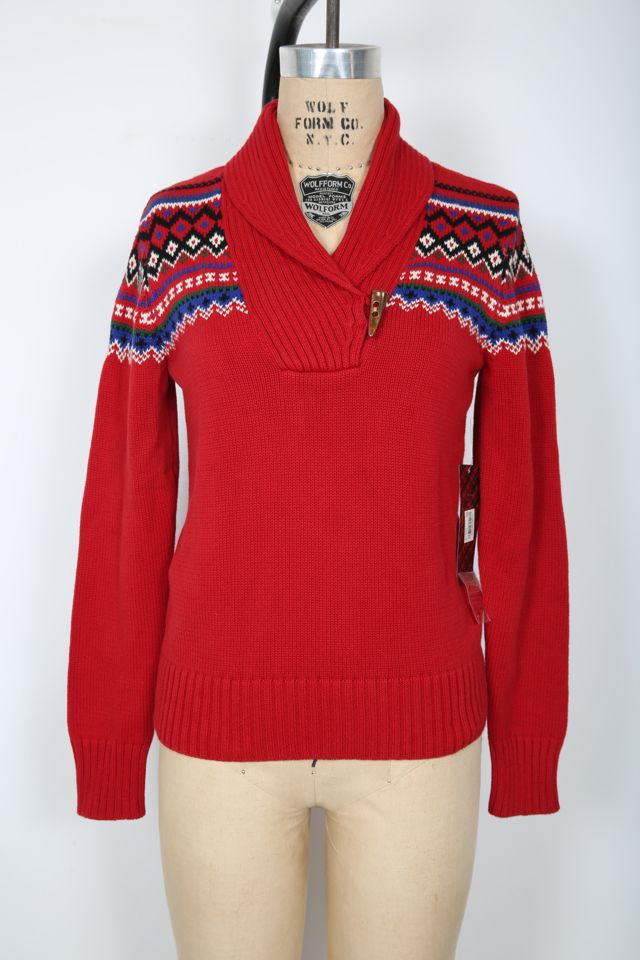 Y2K Ralph Lauren Red & Multi Color Sweater Selected by Love Rocks