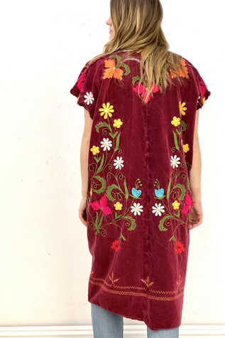 Anna Corinna Velvet Merlot Embroidered Flowers Jacket
