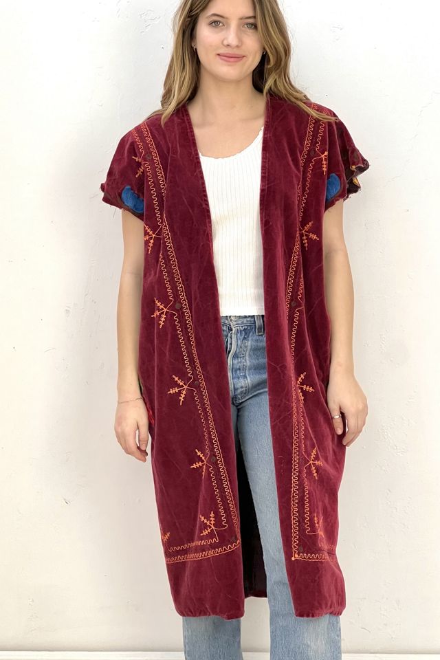 Anna Corinna Velvet Merlot Embroidered Flowers Jacket #1