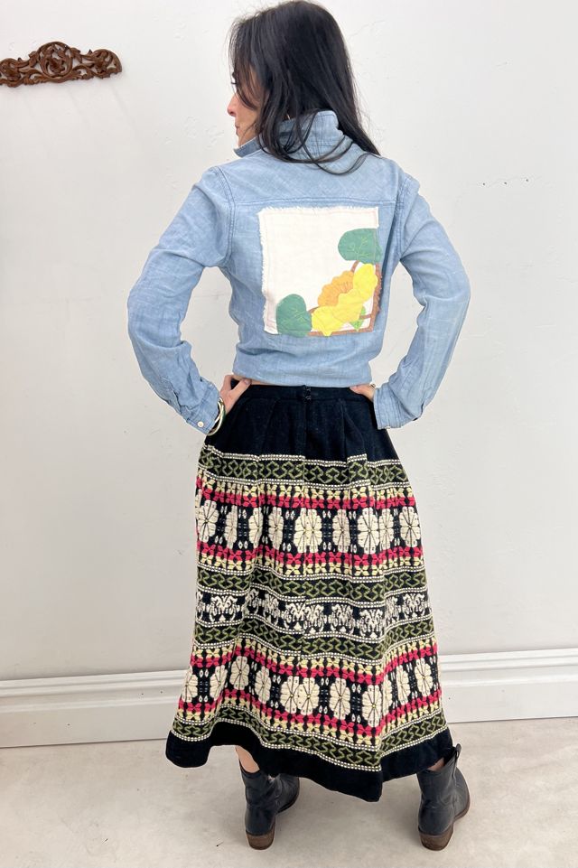 Vintage Midnight Sage Wool Woven Skirt Selected by Anna Corinna #1