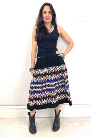 Vintage Midnight Sea Wool Woven Skirt Selected by Anna Corinna