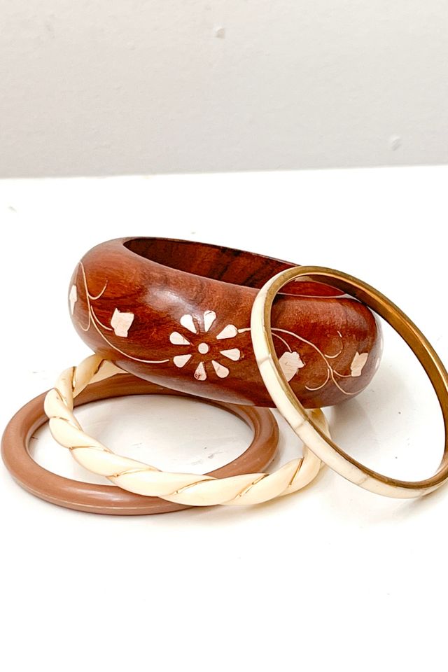 Vintage Bangle Stack Wood Brass Resin Selected by Anna Corinna #1