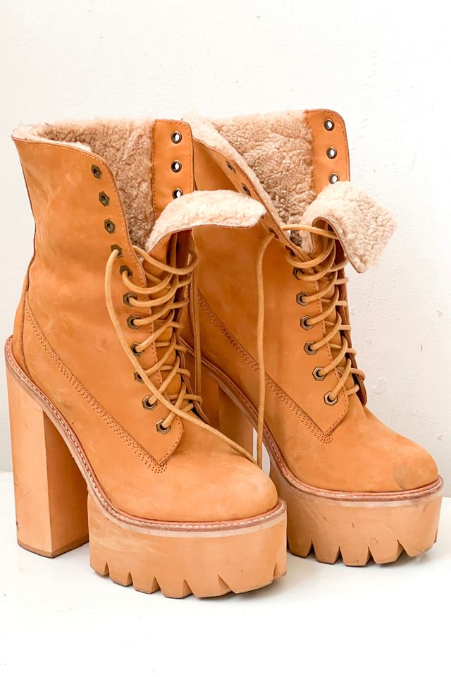 Vintage Jeffrey Campbell Wood and Leather Platform Boots Selected by Anna Corinna Free People