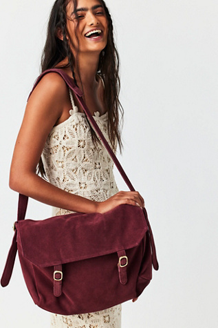 Suede store messenger bag