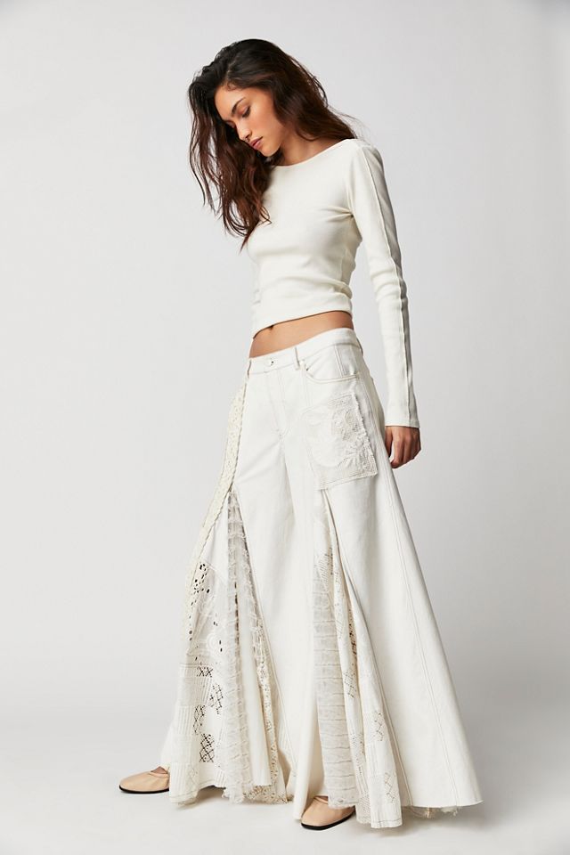 Free People La Bomba Wide Leg Vintage White Size 25 at  Women's Jeans  store