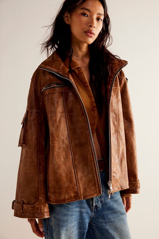 Free people leather outlet jacket