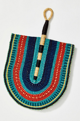All Across Africa Large Desert Fan In Blue