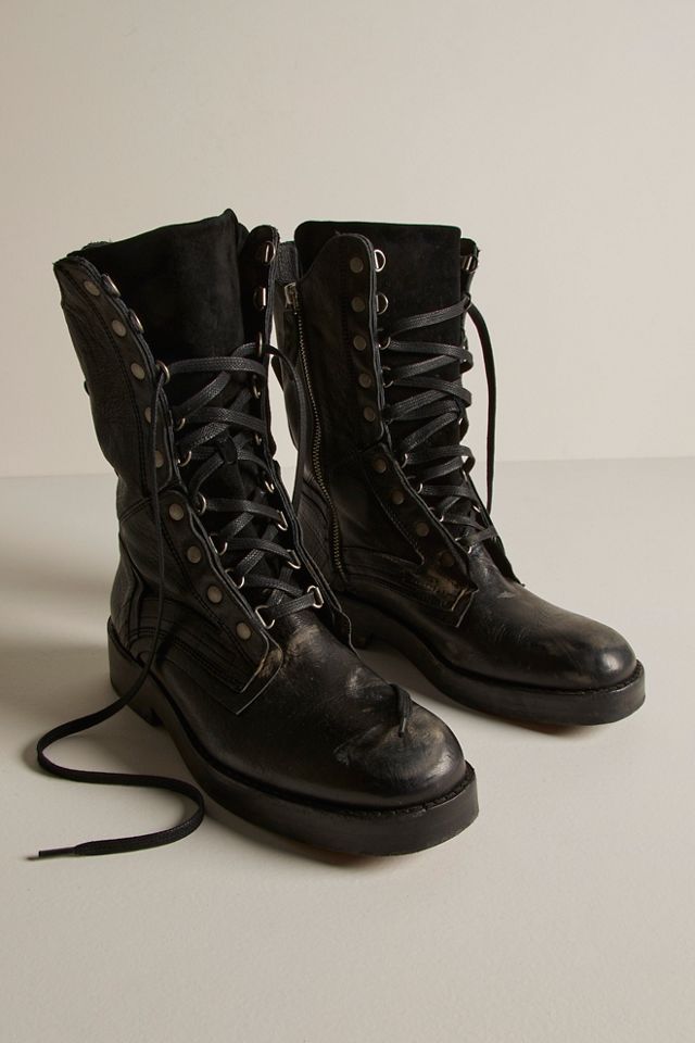 New Free People Emmett Strap Lace-Up Boots Size 9 MSRP: $268 Leather latte