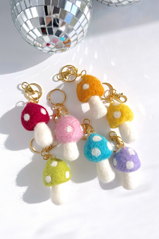Golden Hour Designs Felt Mushroom Keychain