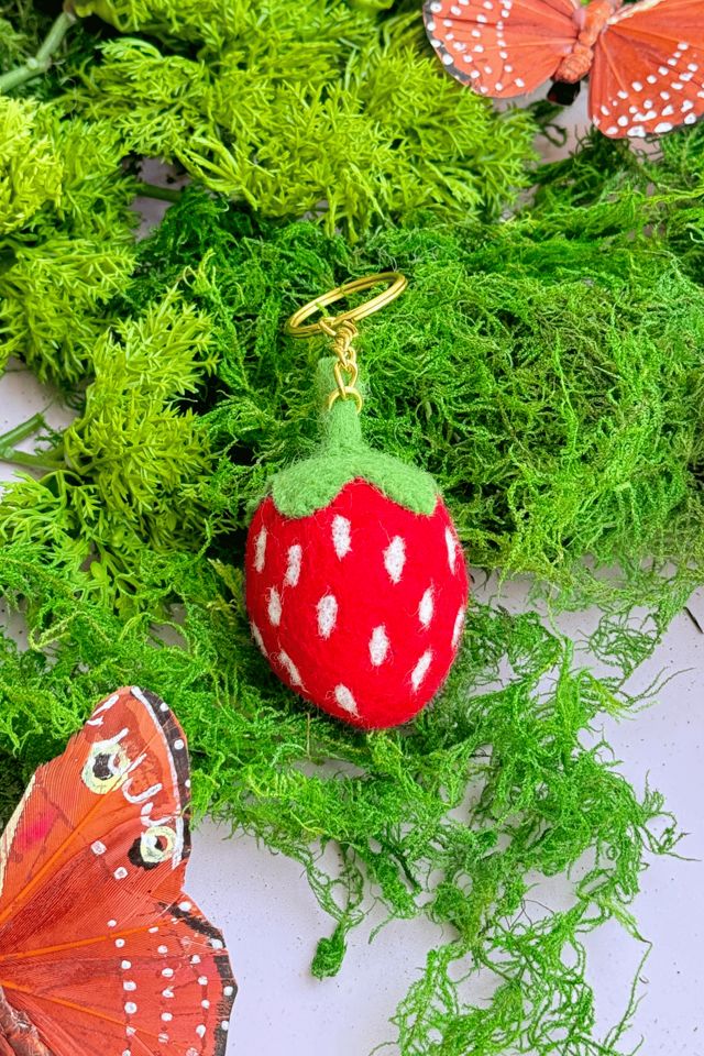 Golden Hour Designs Felt Strawberry Keychain #1
