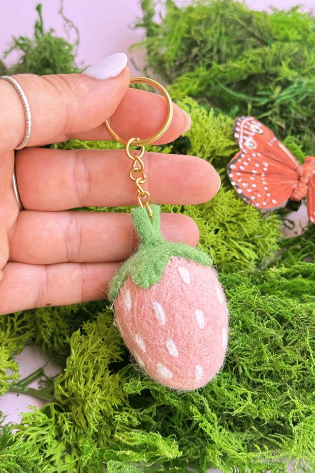 Golden Hour Designs Felt Strawberry Keychain #2