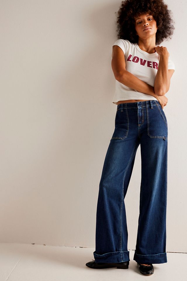 Womens jeans best sale with cuffed bottoms