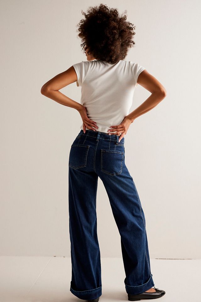 Jeans CRVY Bombshell taille mi-haute avec revers #1