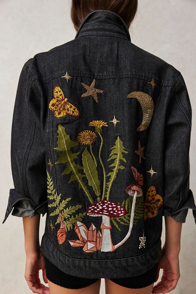 Free people clearance embroidered denim jacket